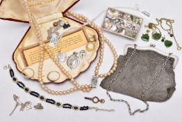 A SELECTION OF ASSORTED ITEMS, to include a 'Tiffany & Co' pendant necklace and earring set, the