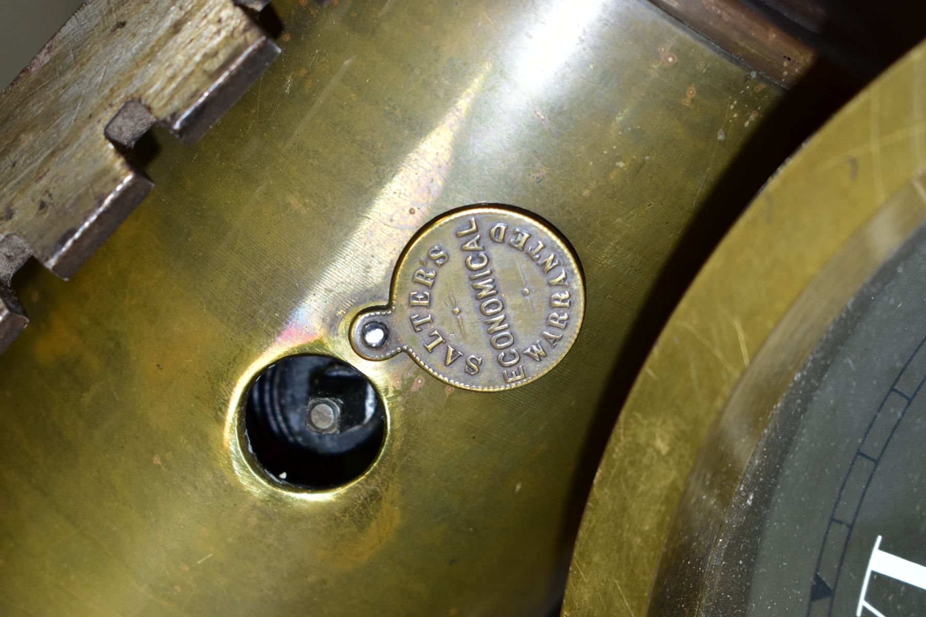 A VICTORIAN BRASS BOTTLE JACK, 'Salters Economical', with bracket, wheel and key, together with a - Image 7 of 7