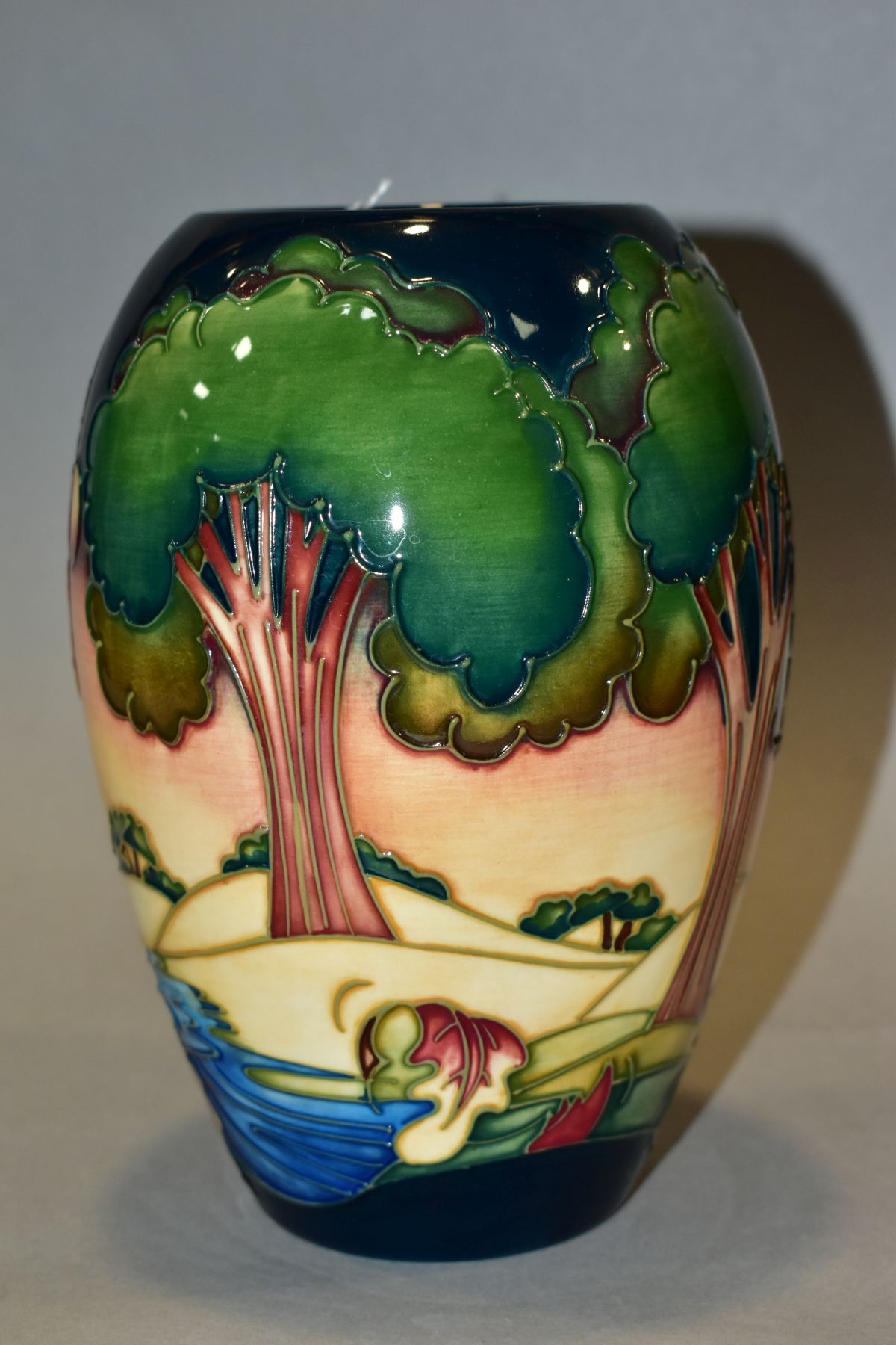 A BOXED MOORCROFT POTTERY VASE, 'Evening Sky' 2003 by Emma Bosson, impressed backstamp and painted - Image 3 of 6