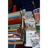 THREE BOXES OF BOOKS, MAGAZINES AND WORKSHOP MANUALS to include Daimler 2½ litre V8 saloon service