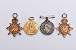 A GROUP OF FOUR WWI MEDALS, as follows, 1814-15 Star and British War medal named to 10268 Pte. R