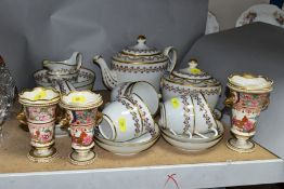 A LATE GEORGIAN PART TEASET PATTERN 7481, comprising teapot, teapot stand, eight cups and seven