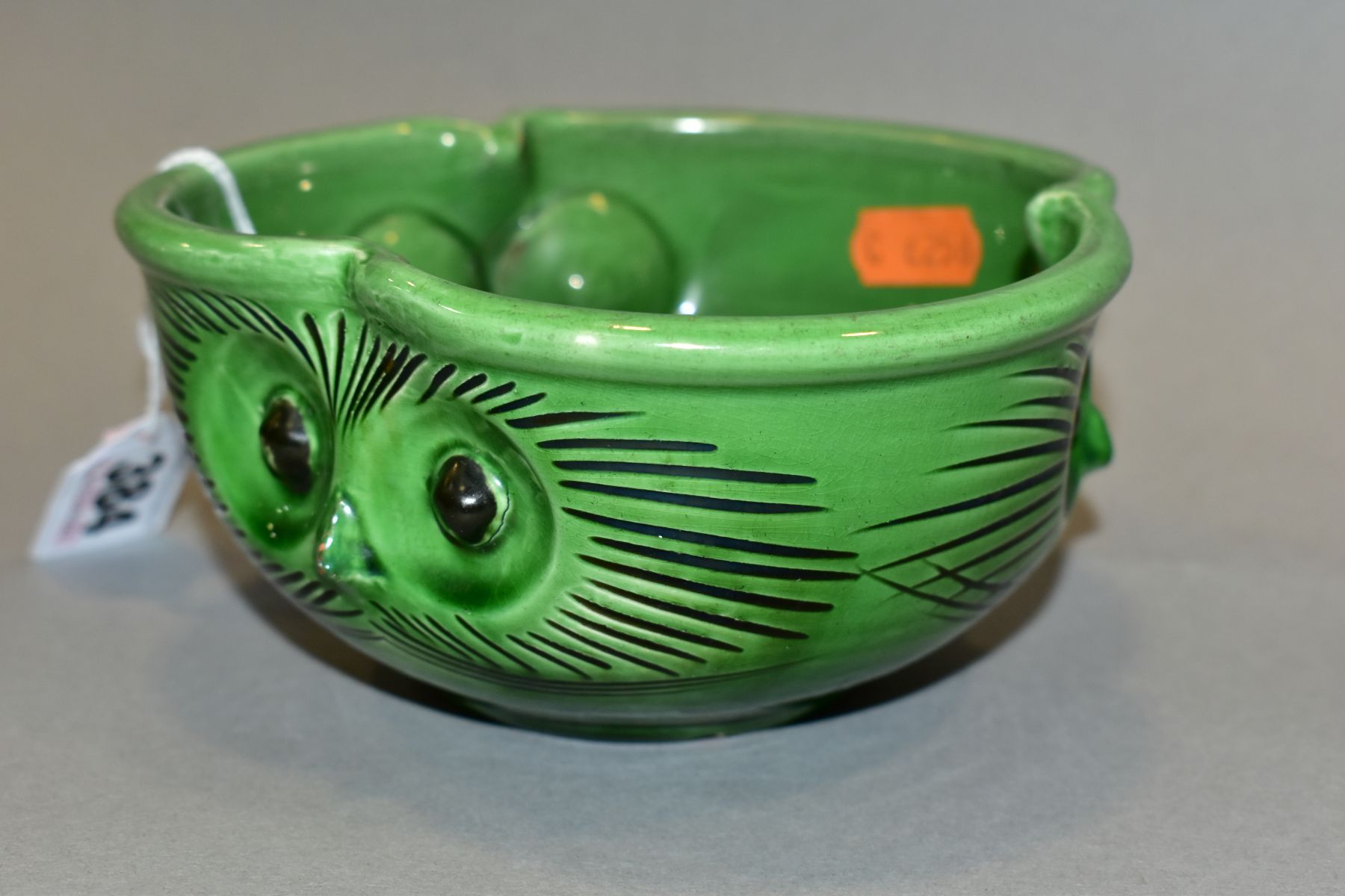 A C H BRANNAM BARUM POTTERY GREEN GLAZED BOWL PRODUCED FOR LIBERTY & CO, the sides moulded and - Image 3 of 7