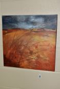 ROSS LOVEDAY (BRITISH 1946) 'SAND STORM' a beech landscape under a stormy sky, signed and titled