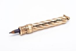 A GOLD PLATED PROPELLING PENCIL, by Sampson and Morden