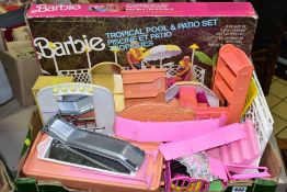 A BOXED MATTEL BARBIE TROPICAL POOL AND PATIO SET, No. 3041, not complete, with a quantity of Barbie