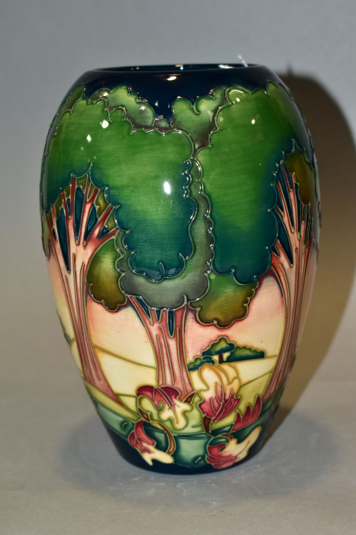 A BOXED MOORCROFT POTTERY VASE, 'Evening Sky' 2003 by Emma Bosson, impressed backstamp and painted - Image 2 of 6