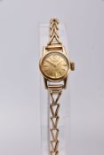 A LADIES 9CT GOLD ROLEX PRECISION WRISTWATCH, round case measuring approximately 16mm in diameter,