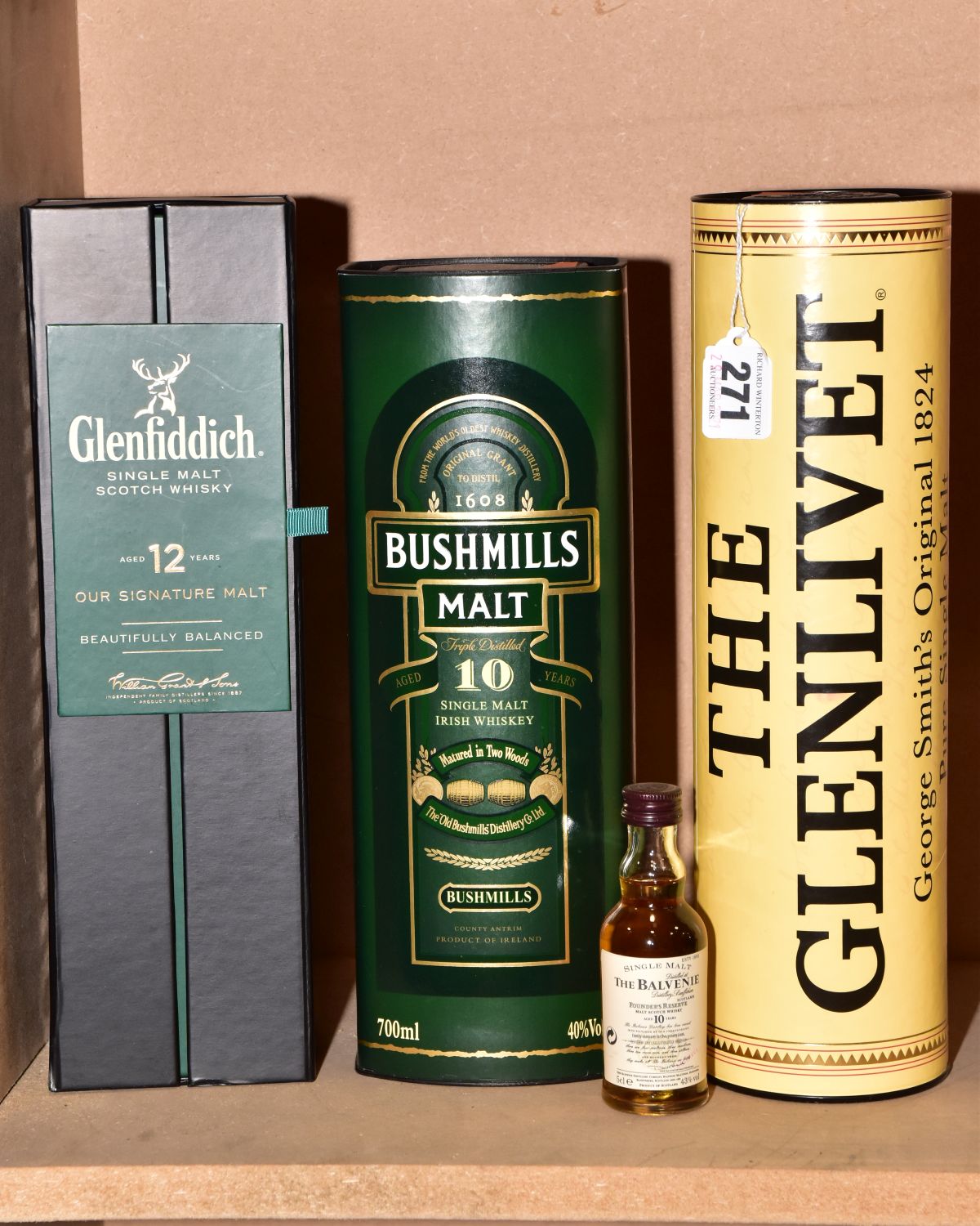 SINGLE MALT, three bottles comprising one bottle of The Glenlivet Pure Single Malt Scotch Whisky