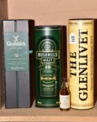 SINGLE MALT, three bottles comprising one bottle of The Glenlivet Pure Single Malt Scotch Whisky