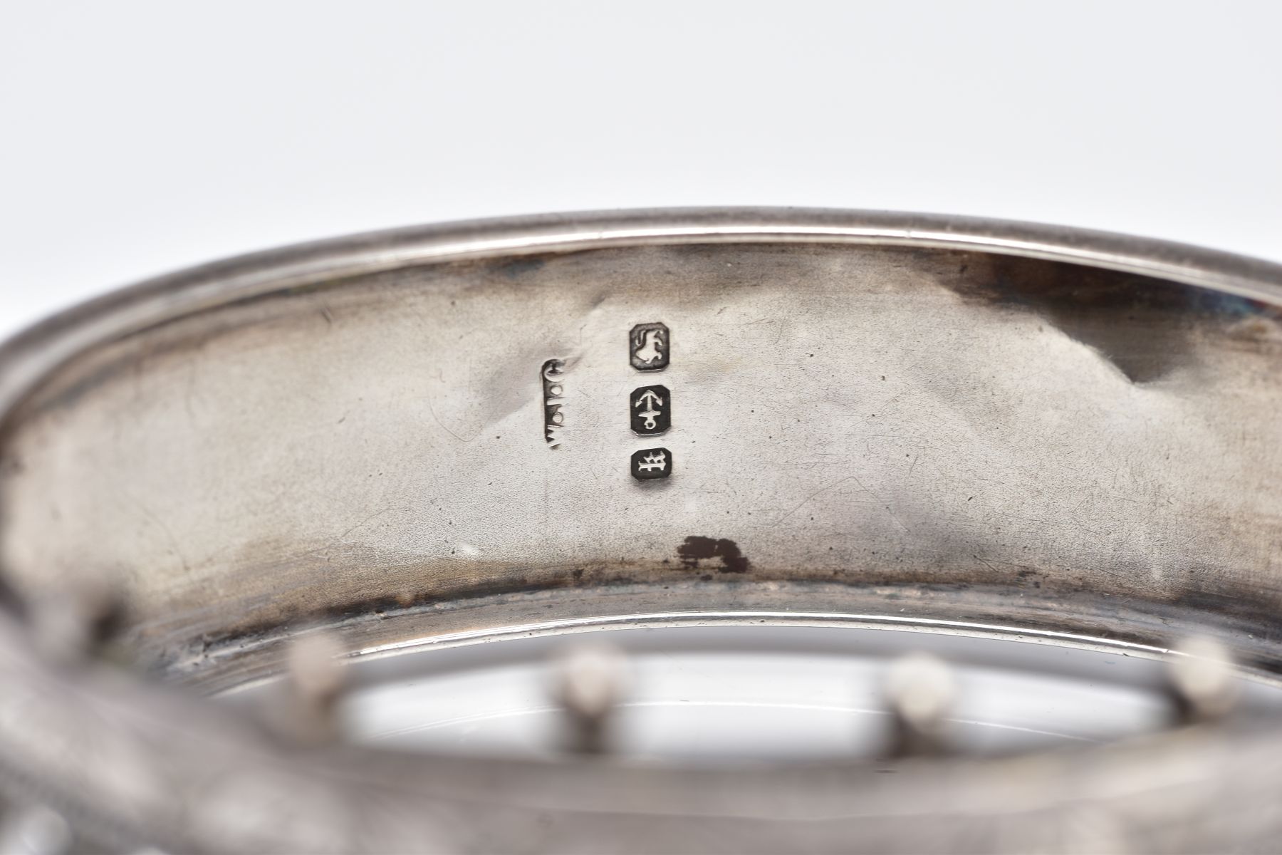 A VICTORIAN SILVER BANGLE, applied bead word decoration and half engraved, measuring 20.0mm in - Image 2 of 5