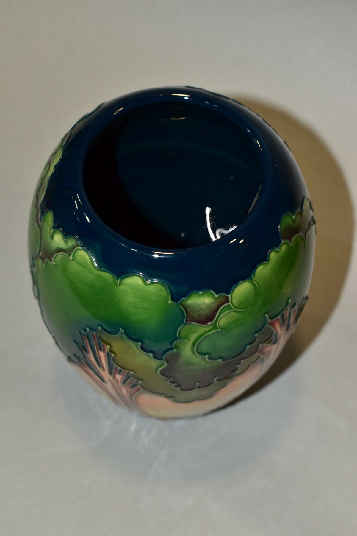 A BOXED MOORCROFT POTTERY VASE, 'Evening Sky' 2003 by Emma Bosson, impressed backstamp and painted - Image 5 of 6