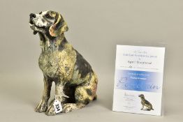 APRIL SHEPHERD (BRITISH CONTEMPORARY) 'PAYING ATTENTION', a limited edition sculpture of a dog 70/