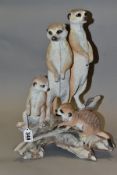 A COUNTRY ARTISTS SCULPTURE 'MEERKATS - GUARDIANS' CA05493, height 39cm (Condition:- the crawling