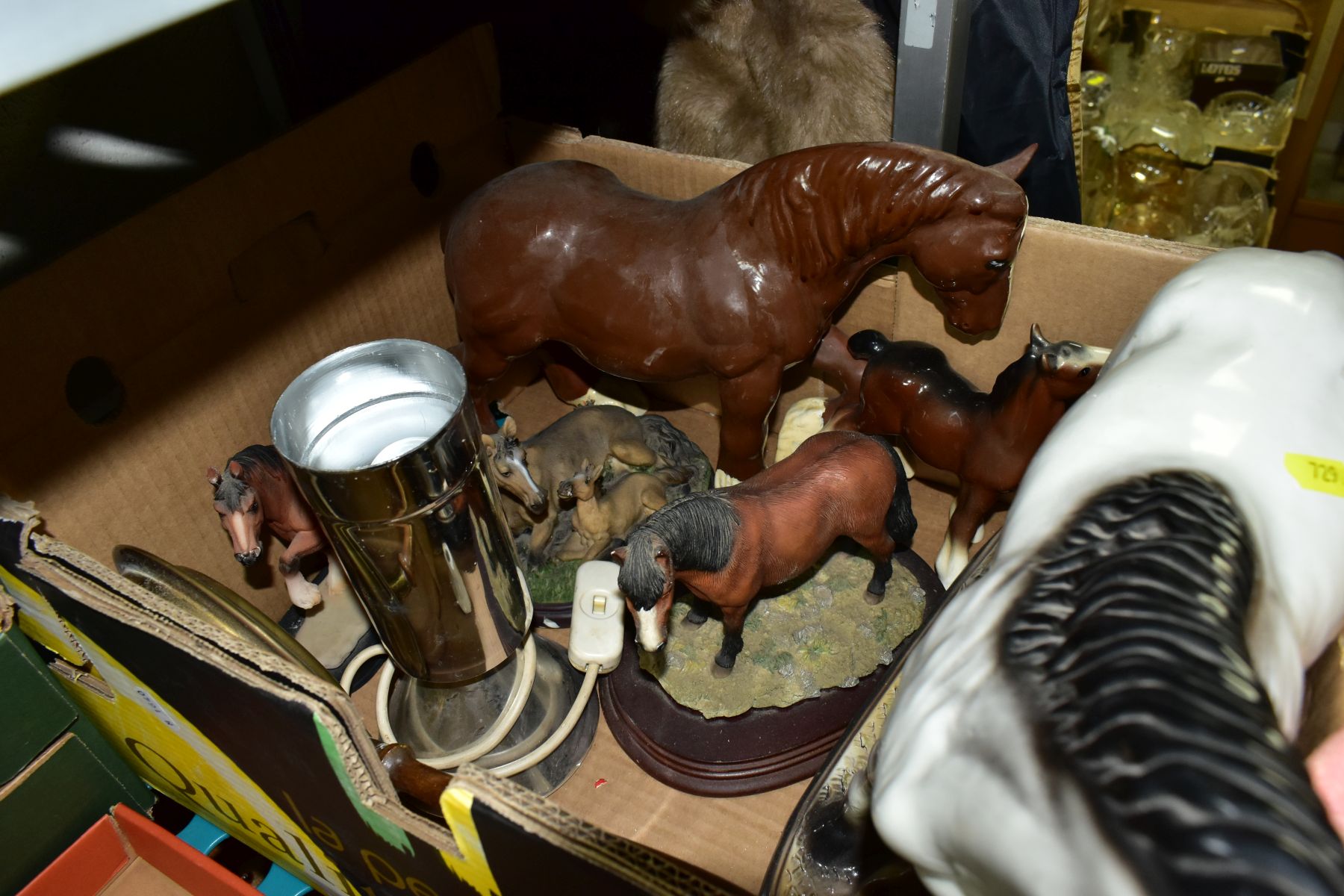 SIX BOXES AND LOOSE OF CERAMICS, GLASS, BOOKS, METALWARES, etc, including a ceramic shire horse with - Image 7 of 12