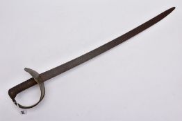 A RELIC CUTLASS STYLE SWORD, blade length approximately 68cm, solid crossguard, metal grip, poor