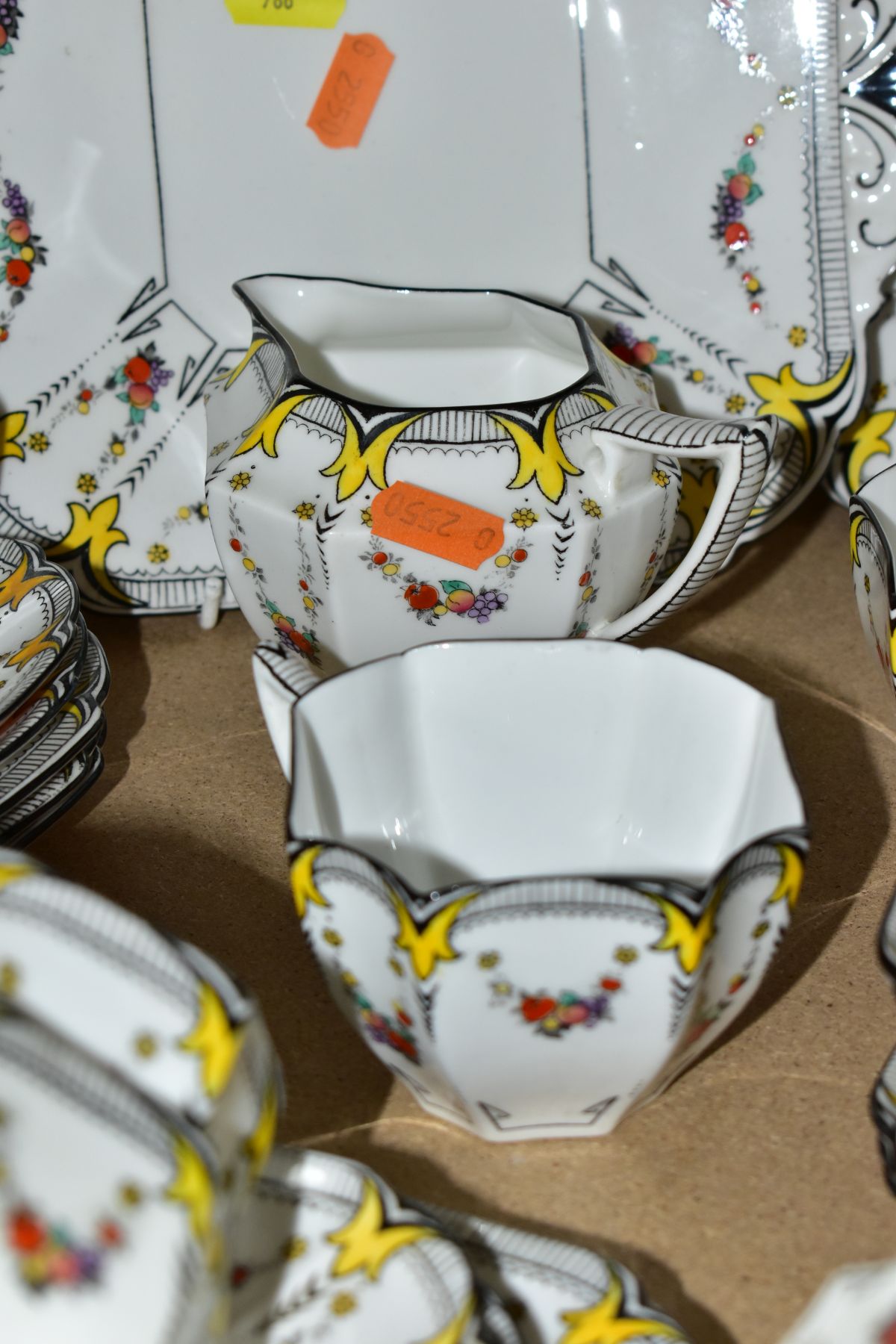 A SHELLEY 'GARLAND OF FRUIT' 11501 PATTERN PART TEA SET, comprising nine cups, eleven saucers, - Image 4 of 9