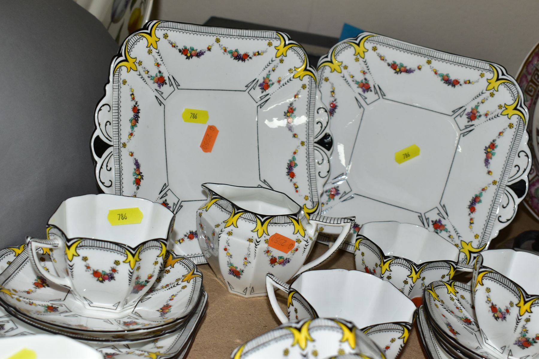 A SHELLEY 'GARLAND OF FRUIT' 11501 PATTERN PART TEA SET, comprising nine cups, eleven saucers, - Image 5 of 9