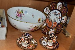 TWO ROYAL CROWN DERBY IMARI COFFEE CUPS '2451' pattern, octagonal shape, a matching saucer and a