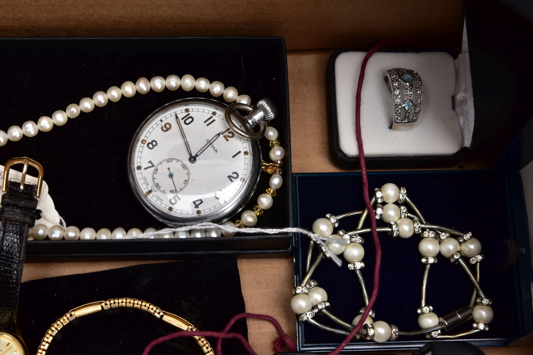 A BOX OF ASSORTED ITEMS, to include various costume jewellery pieces such as yellow and white - Image 11 of 11