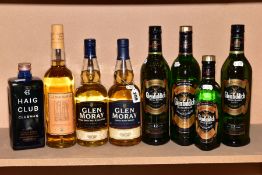 SINGLE MALT, seven bottles of Single Malt Whisky and one bottle of Single Grain Whisky comprising