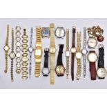 A BOX OF ASSORTED LADIES AND GENTS WRISTWATCHES, to include seven gent's wristwatches with designs