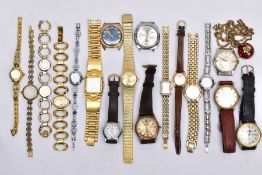 A BOX OF ASSORTED LADIES AND GENTS WRISTWATCHES, to include seven gent's wristwatches with designs