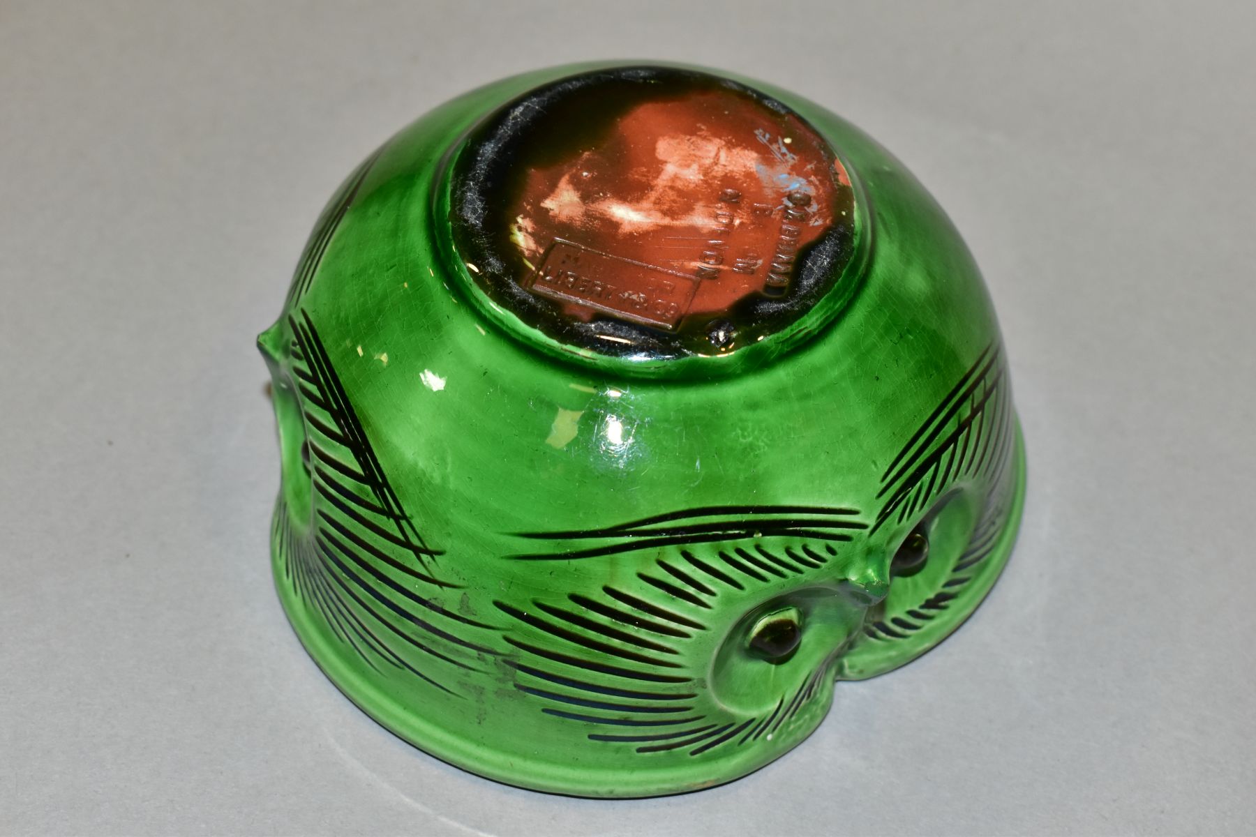 A C H BRANNAM BARUM POTTERY GREEN GLAZED BOWL PRODUCED FOR LIBERTY & CO, the sides moulded and - Image 5 of 7