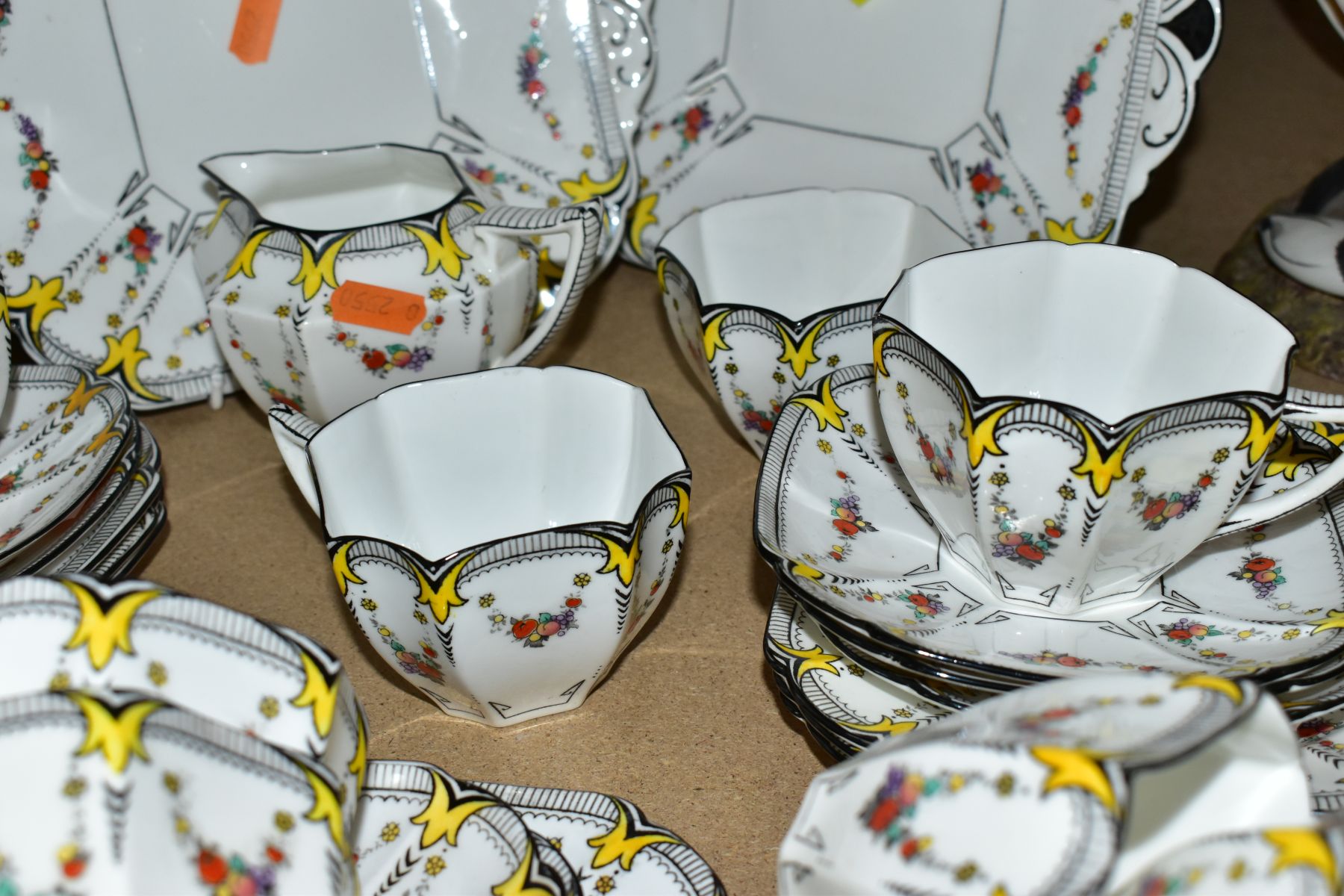 A SHELLEY 'GARLAND OF FRUIT' 11501 PATTERN PART TEA SET, comprising nine cups, eleven saucers, - Image 8 of 9