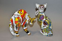 TWO CARDEW DESIGN COOL CATZ FIGURES, 'Paisley', height 19cm and 'Art Deco', height 16cm (2) (