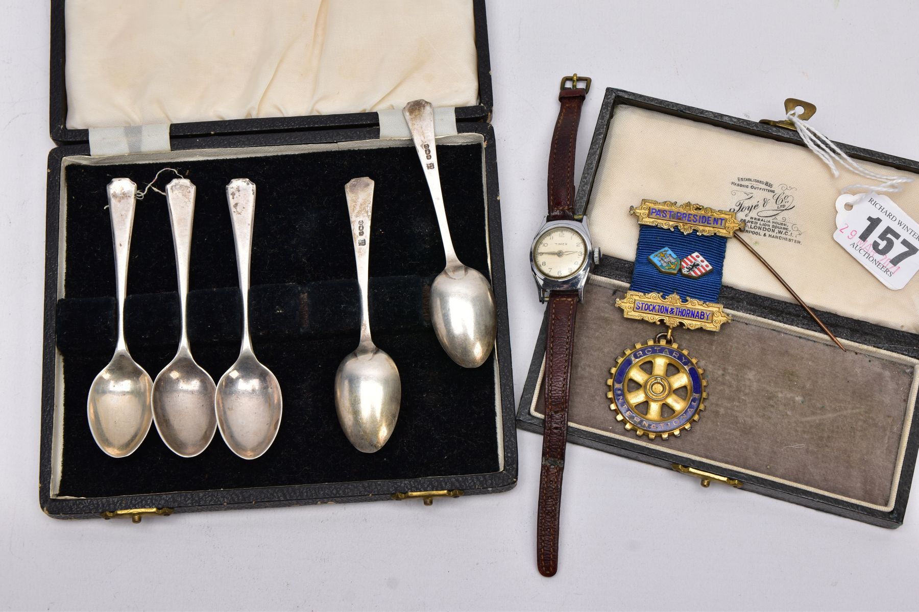 A CASED SET OF FIVE GEORGE VI SILVER COFFEE SPOONS, makers Cooper Brothers & Sons Ltd, Sheffield