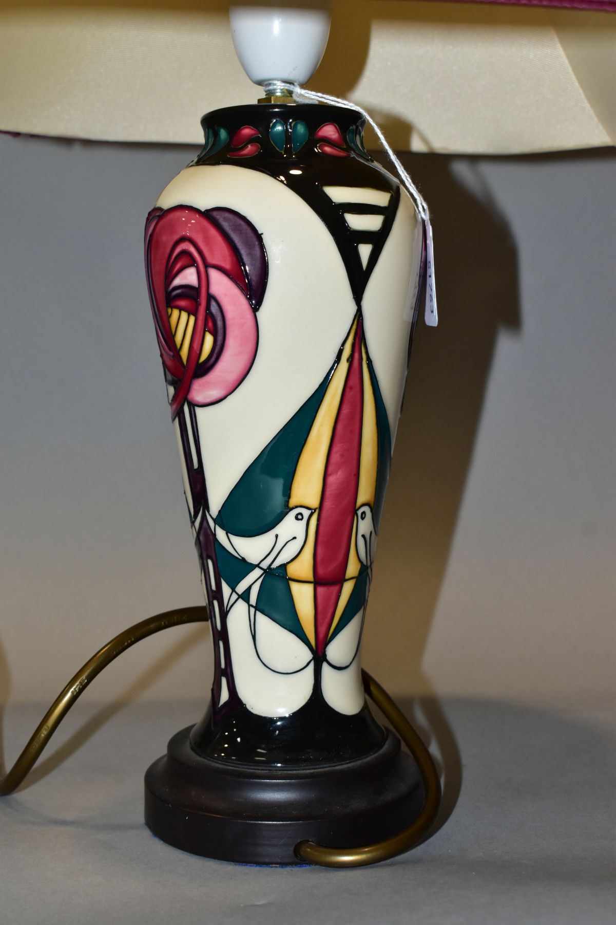A MOORCROFT POTTERY TABLE LAMP OF BALUSTER FORM, decorated in the Melody pattern by Sian Leeper, - Image 4 of 8
