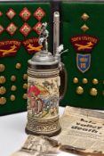 A LARGE METAL AND POTTERY GERMAN BEER STEIN marked limited edition 269 of 5000, by Armin Bay West