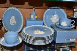 TEN WEDGWOOD PALE BLUE JASPERWARE CHRISTMAS PLATES, all boxed except one 1990 to 1999 inclusive (