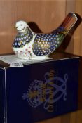 A BOXED LIMITED EDITION ROYAL CROWN DERBY PAPERWEIGHT 'Millennium Dove' No 602/1500 with certificate