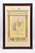 A LARGE 56CM X 36CM GLAZED FRAME CONTAINING A PERIOD PRINTED MEMORIAL SCROLL TYPE DOCUMENT, by the