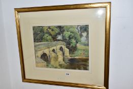 ATTRIBUTED TO JAMES MARSHALL HESELDIN (1887-1969), a bridge over a Cornish stream, signature set