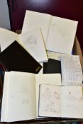 TWENTY EIGHT ARTIST SKETCH BOOKS AND PORTFOLIO HOLDER, sketch books contain pencil and pen drawings,