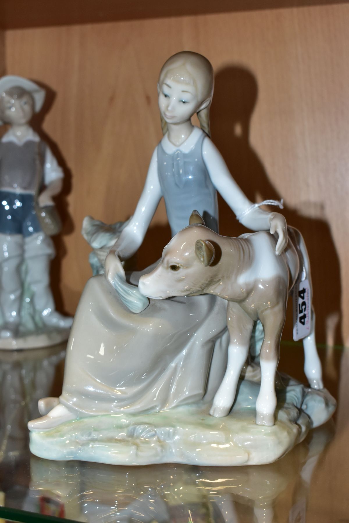 TWO LLADRO FIGURES/GROUP 'GIRL WITH CALF', No 4513, sculptor Fulgencio Garcia 1969, retired 1978, - Image 7 of 12