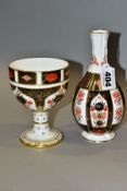 TWO ROYAL CROWN DERBY IMARI ITEMS, comprising 'Old Imari 1128' Orchid vase, printed factory mark and