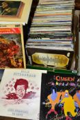 A TRAY CONTAINING OVER ONE HUNDRED AND TWENTY LPS from classical to rock including Frank Sinatra,