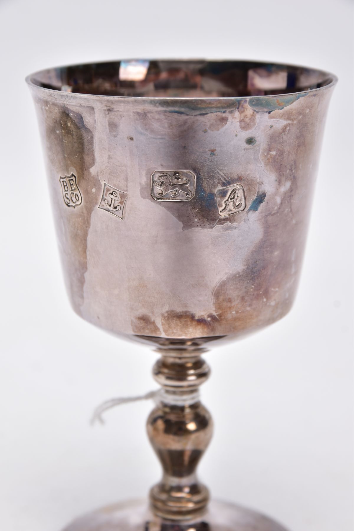 A SILVER GOBLET, of a plain polished design, on a circular base, engraved 'GD 22nd January 1976', - Image 2 of 5