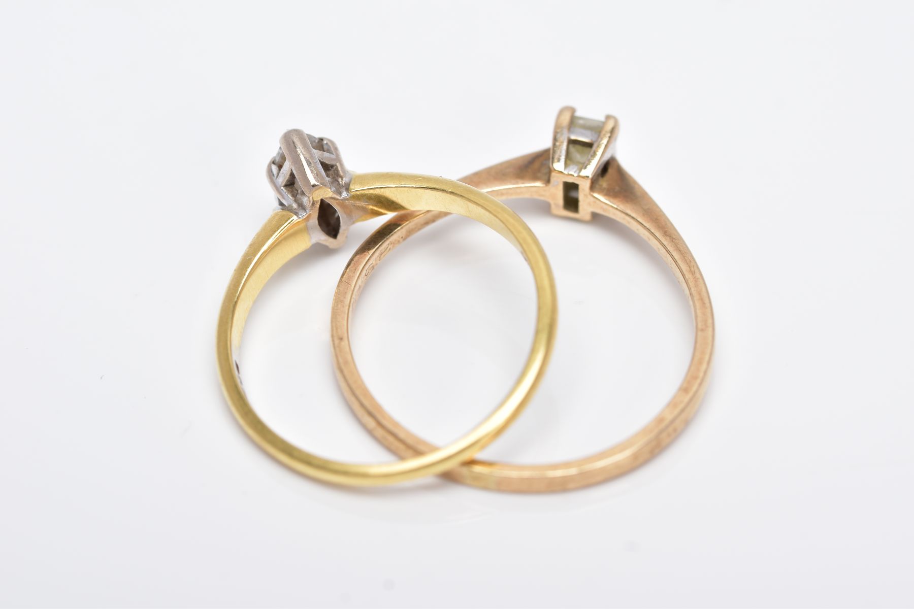 TWO DIAMOND SET RINGS, the first designed with a claw set marquise cut diamond, total estimated - Image 4 of 4