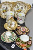 A SMALL GROUP OF 19TH CENTURY ENGLISH PORCELAIN, comprising an early 19th century tea cup and saucer