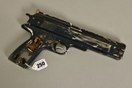 A .177 HW45 WEIHRAUCH AIR PISTOL which is badly rusted and has lost its grips, the action is