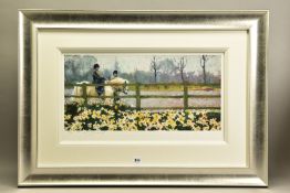 ROLF HARRIS (AUSTRALIAN 1930) 'RIDING IN THE SPRING', a limited edition print of a child riding a