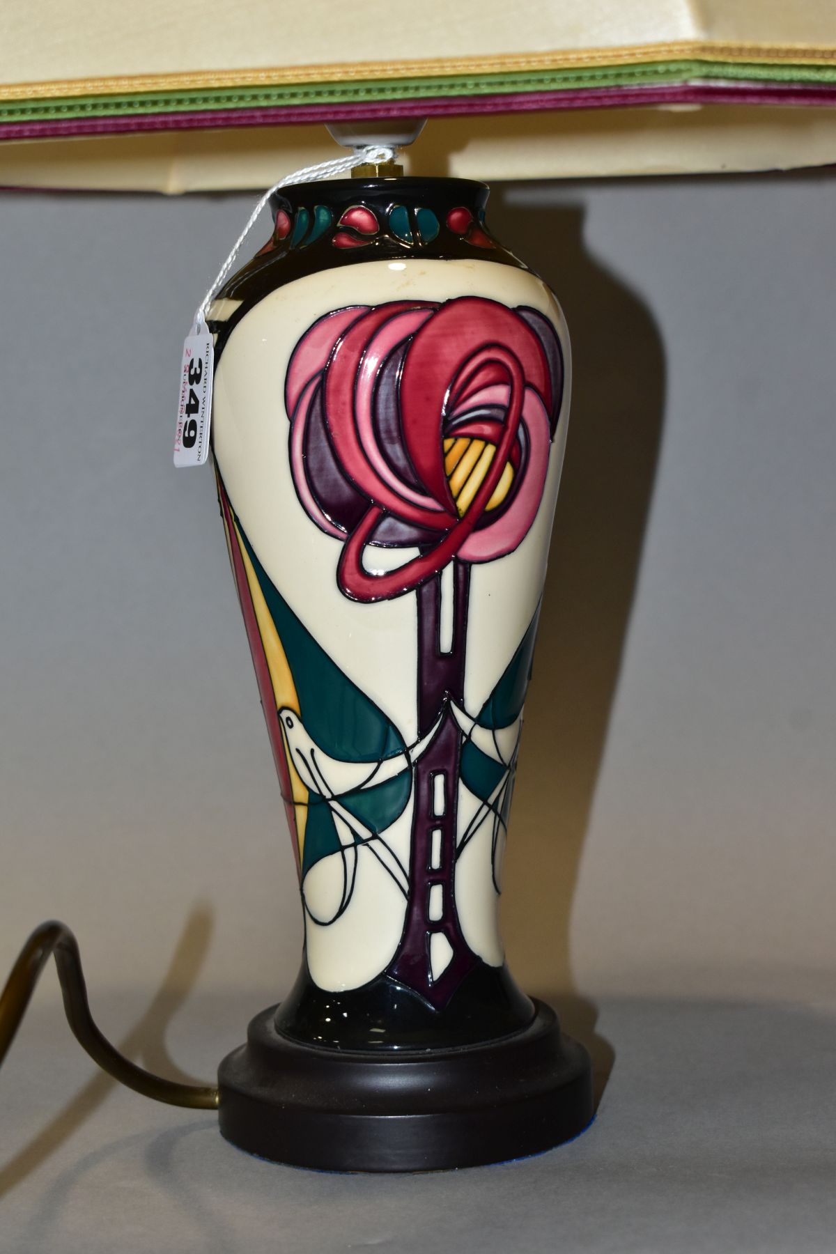 A MOORCROFT POTTERY TABLE LAMP OF BALUSTER FORM, decorated in the Melody pattern by Sian Leeper, - Image 2 of 8