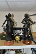 AUGUSTE MOREAU SPELTER FIGURES, FORGERON AND INDUSTRIE, height approximately 51cm including bases,