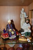 THREE ROYAL DOULTON FIGURES AND ANOTHER, comprising a Reg Johnson Studio Potter figure of 'Omar