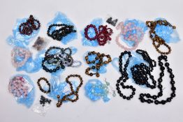 A BOX OF SEMI-PRECIOUS GEMSTONE BEAD JEWELLERY, to include faceted bead necklaces, bracelets and